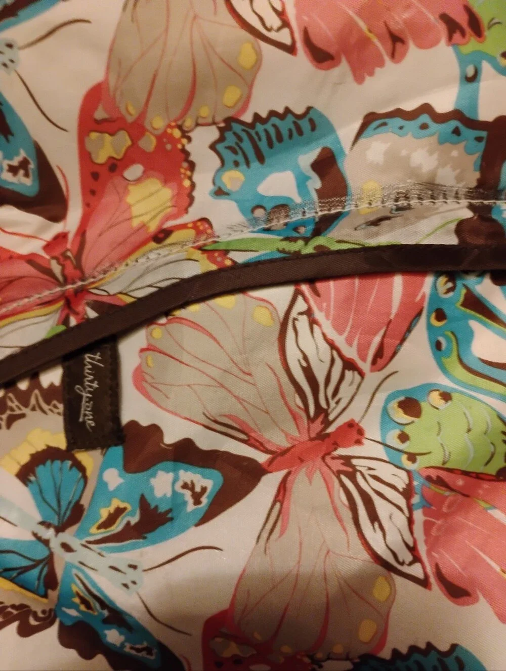 Thirty-One drawstring bag with pocket butterflies